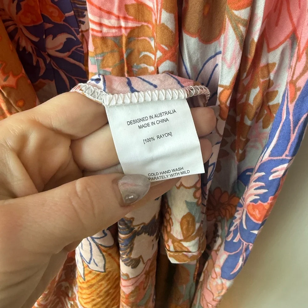 Petal & Pup Newell Orange Colorful Floral Maxi Dress L - Picture 9 of 13
